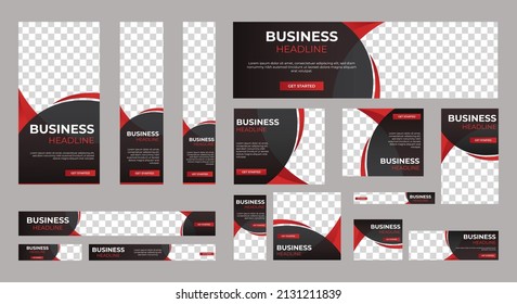 Abstract banner design web template Set, Horizontal header web banner. Modern Gradient Red cover header background for website design, Social Media Cover ads banner, flyer, invitation card