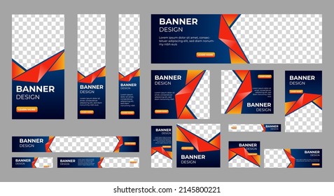 Abstract banner design web template Set, Horizontal header web banner. Modern Gradient Blue cover header background for website design, Social Media Cover ads banner, flyer, invitation card