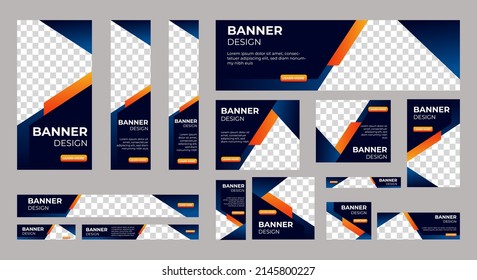 Abstract banner design web template Set, Horizontal header web banner. Modern Gradient Blue cover header background for website design, Social Media Cover ads banner, flyer, invitation card