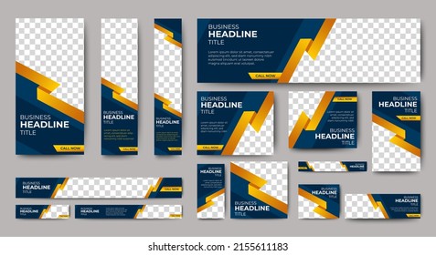 Abstract banner design web template Set, Horizontal header web banner. Modern Gradient Blue cover header background for website design, Social Media Cover ads banner, flyer, invitation card
