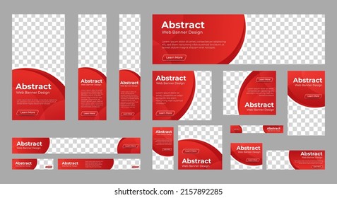 Abstract banner design web template Set, Horizontal header web banner. Modern Gradient Red cover header background for website design, Social Media Cover ads banner, flyer, invitation card
