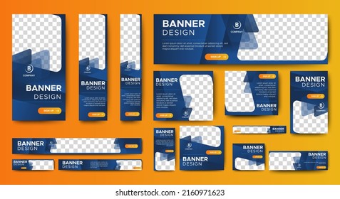 Abstract banner design web template Set, Horizontal header web banner. Modern Gradient Blue cover header background for website design, Social Media Cover ads banner, flyer, invitation card