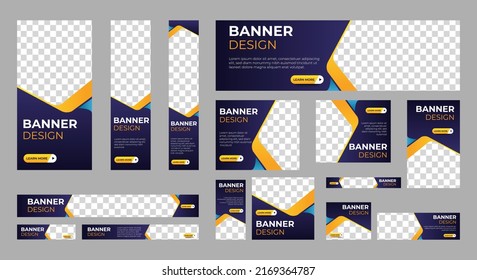 Abstract banner design web template Set, Horizontal header web banner. Modern Gradient Blue cover header background for website design, Social Media Cover ads banner, flyer, invitation card