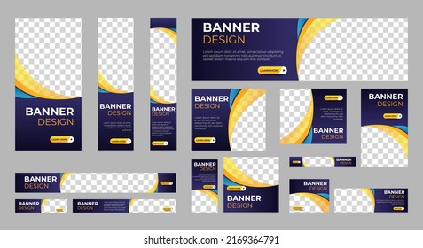 Abstract banner design web template Set, Horizontal header web banner. Modern Gradient Blue cover header background for website design, Social Media Cover ads banner, flyer, invitation card