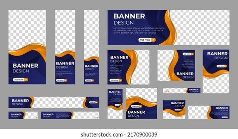 Abstract banner design web template Set, Horizontal header web banner. Modern Gradient Blue cover header background for website design, Social Media Cover ads banner, flyer, invitation card
