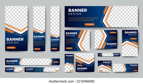 Abstract banner design web template Set, Horizontal header web banner. Modern Gradient Blue cover header background for website design, Social Media Cover ads banner, flyer, invitation card
