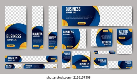 Abstrakter Banner Design Web Template Set, Horizontal Header Web-Banner. Modern Gradient Blue-Cover-Hintergrund für Webdesign, Werbebanner für Social Media-Cover, Flyer, Einladungskarte