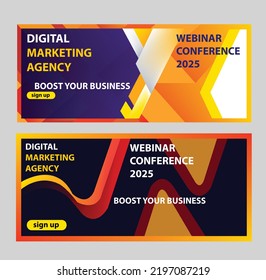 Abstract banner design web template Set, Horizontal header web banner. Modern Geometric collar full Triangle cover header background for website design, Social Media Cover ads banner web banner design