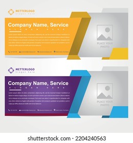 Abstract banner design web template Set, Horizontal header web banner. Modern Geometric orange and purple Triangle cover header background for website design, Social Media Cover ads banner-vector