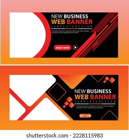 Abstrakter Banner Design Web Template Set, Horizontal Header Web-Banner. Modernes geometrisches Kragen mit vollem Cover-Hintergrund für Webdesign, Social Media Cover-Anzeigen für Banner-Webbanner-Design, Vektorgrafik