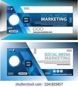 Abstract banner design web template Set, Horizontal header web banner. Modern Geometric Blue Triangle cover header background for website design, Social Media Cover ads banner, invitation live banner