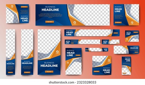 Abstract banner design web template Set. Vertical, Horizontal, square, header, footer web banner. vector