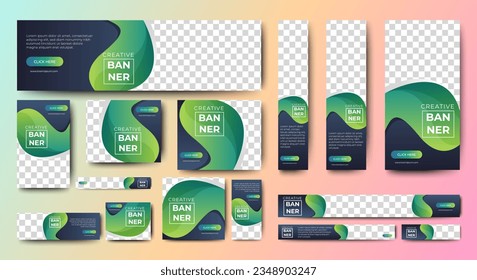Abstract banner design web template Set. Vertical, Horizontal, square, header, footer web banner. vector