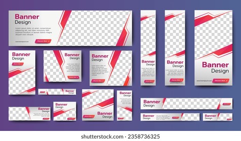 Abstract banner design web template Set. Vertical, Horizontal, square, header, footer web banner. vector