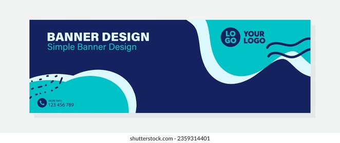 Abstract banner design web template, Horizontal header web banner. Modern cute Blue cover header background for website design, Social Media Cover ads banner, flyer, invitation card