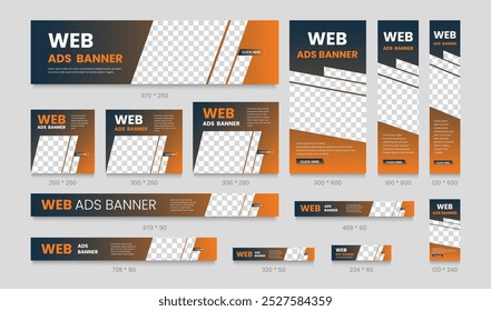 Abstract banner design web template Set. Business Ad Banner. Vertical, Horizontal, Square Social Media Cover Template. EPS Vector Illustration