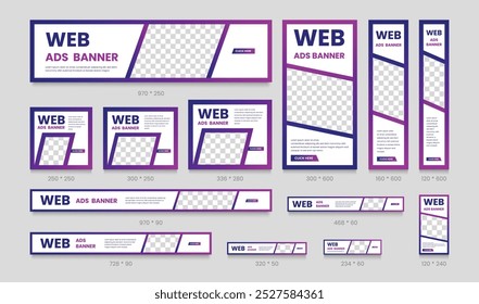 Conjunto abstrato de modelo da Web de design de banner. Banner de anúncios comerciais. Modelo De Capa De Mídia Social Vertical, Horizontal E Quadrada. Ilustração do vetor EPS