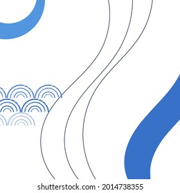Abstract banner with different blue curve on white background vector illustration.