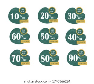 Abstract banner discount design template. Retro style. Icons set