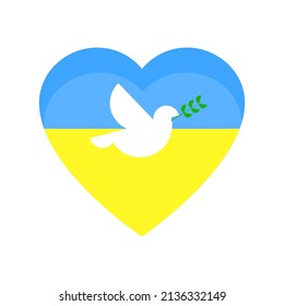 Abstract banner with dove heart flag ukraine. Peace symbol. Support ukraine sign. Vector illustration. stock image. 