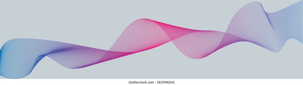 Abstract banner with dynamic waves effect, colorful gardient, vector illustration. Useful for modern online stores, web pages. Blue,pink.