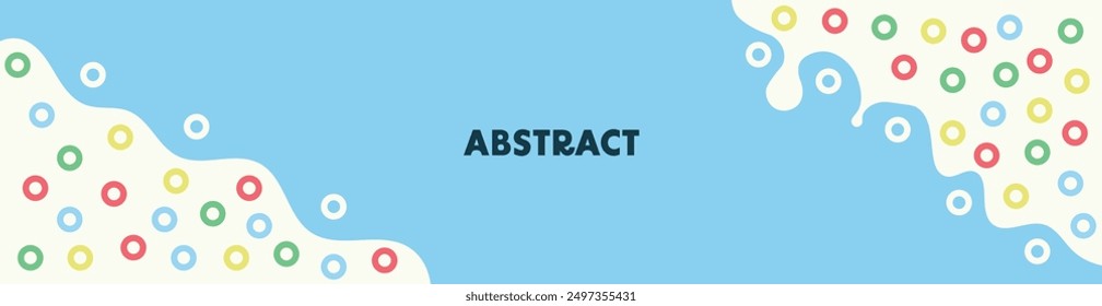 An abstract banner featuring cereal and milk shapes. Vector illustration.