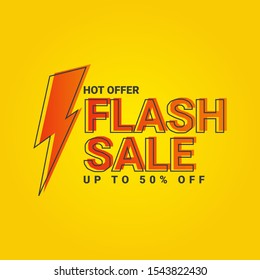 abstract banner flash sale with yellow background