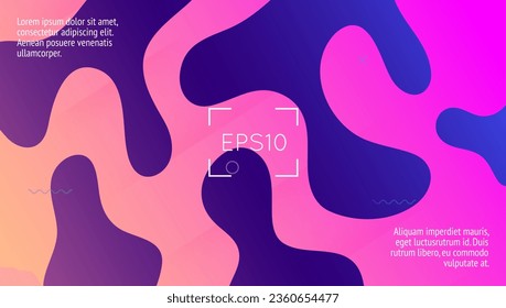 Abstract Banner. Flat Gradient Cover. Trendy Element. Purple Mobile Background. Art Landing Page. Horizontal Frame. Fluid Shapes. Color Creative Geometry. Violet Abstract Banner