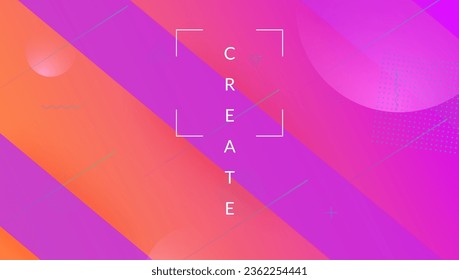 Pancarta abstracta. Fondo de la música plana. Marco Memphis morado. Diseño de verano. Plantilla de degradado claro. Espectro Ux. Página De Aterrizaje Oscuro. Banner de resumen azul