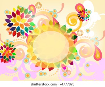 Abstract banner with floral elements