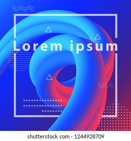Abstract banner flow fluid shapes. Liquid wave trendy modern. Blue and red vibrant color background. Curve concept vector graphic style.	