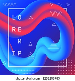 Abstract banner flow fluid shapes. Liquid wave trendy modern. Blue and red vibrant color background. Curve concept vector graphic style.	