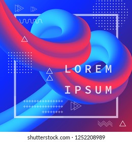 Abstract banner flow fluid shapes. Liquid wave trendy modern. Blue and red vibrant color background. Curve concept vector graphic style.	