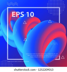 Abstract banner flow fluid shapes. Liquid wave trendy modern. Blue and red vibrant color background. Curve concept vector graphic style.	