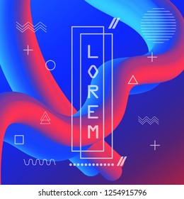 Abstract banner flow fluid shapes. Liquid wave trendy modern. Blue and red vibrant color background. Curve concept vector graphic style.	
