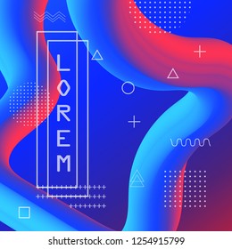 Abstract banner flow fluid shapes. Liquid wave trendy modern. Blue and red vibrant color background. Curve concept vector graphic style.	