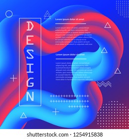 Abstract banner flow fluid shapes. Liquid wave trendy modern. Blue and red vibrant color background. Curve concept vector graphic style.	