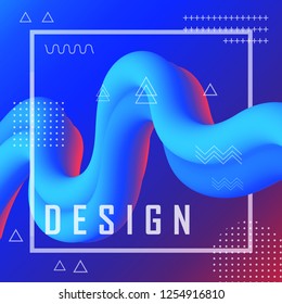 Abstract banner flow fluid shapes. Liquid wave trendy modern. Blue and red vibrant color background. Curve concept vector graphic style.	