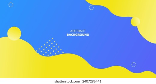 abstract banner fluid background with blue and yellow color on blue background. vector illustration