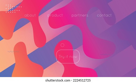 Abstract Banner. Fluid Texture. Blue Plastic Layout. Color Landing Page. Wave Minimal Background. Colorful Invitation. Hipster Frame. Neon Design. Magenta Abstract Banner