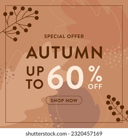 Abstract banner frame for autumn sale. Flat design of autumn leaves.