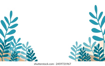 Abstract banner frame background .Colorful flowers background vector illustration.Exotic plants, branches,art print for beauty, fashion and natural products,card,paper,wellness, event,slide,banner.