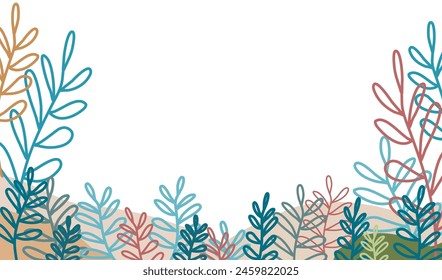 Abstract banner frame background .Colorful flowers background vector illustration.Exotic plants, branches,art print for beauty, fashion and natural products,card,paper,wellness, event,slide,banner.