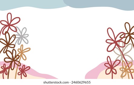Abstract banner frame background .Colorful flowers background vector illustration.Exotic plants, branches,art print for beauty, fashion and natural products,card,paper,wellness, event,slide,banner.