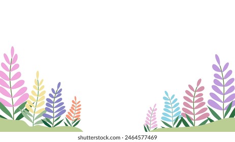 Abstract banner frame background .Colorful flowers background vector illustration. Plants and branches frame art print for beauty, fashion and natural products,card,paper,wellness, event,slide,banner.