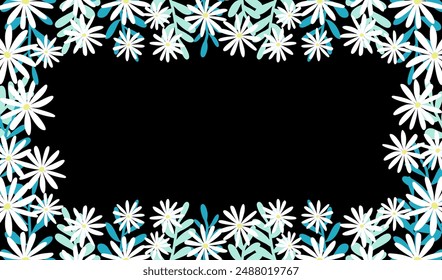 Abstract Banner Frame Background .Colorful Flowers Background Vector Illustration.Exotic Plants, Branches,Art Print For Beauty, Fashion And Natural Products,Card,Paper,Wellness, Event,Slide,Banner.