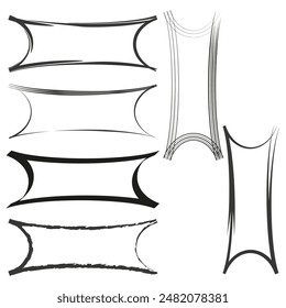 Abstract banner frames. Curved lines design. Black and white style. Vector illustration.