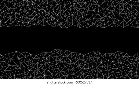 Abstract banner. Geometric low poly graphic. Background of triangular facets. Modern black and white vector pattern.