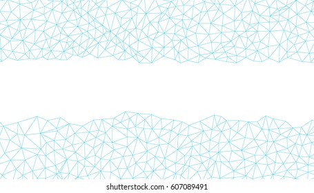 Abstract banner. Geometric low poly graphic. Background of triangular facets. Modern blue and white vector pattern.