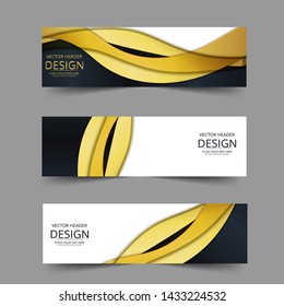 Abstract banner gold web header waves vector in gold colors. Abstract swoosh texture. 